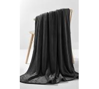 Pamposh Reversible Flannel Fleece Blanket Cozy Bed & Sofa Throw in Dark Grey | Size: Large Pamposh Dark Grey Large