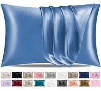 Pamposh Satin Silk Pillowcases For Hair And Skin 2 Pack Standard Size with Envelope Closure (2 Pcs Pillowcases (50 x 75 cm), Airy Blue)