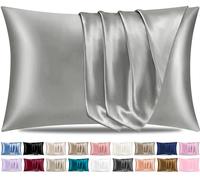 Pamposh Satin Silk Pillowcases For Hair And Skin 2 Pack Standard Size with Envelope Closure (2 Pcs Pillowcases (50 x 75 cm), Grey)