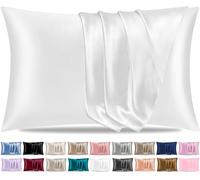 Pamposh Satin Silk Pillowcases For Hair And Skin 2 Pack Standard Size with Envelope Closure (2 Pcs Pillowcases (50 x 75 cm), White)