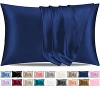 Pamposh Satin Silk Pillowcases For Hair And Skin 2 Pack Standard Size with Envelope Closure (2 Pcs Pillowcases (50 x 75 cm), Navy)