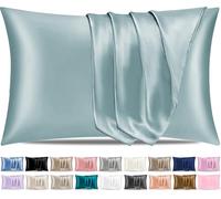 Pamposh Satin Silk Pillowcases For Hair And Skin 2 Pack Standard Size with Envelope Closure (Blue Gray, 2 Pcs Pillowcases (50 x 75 cm))