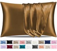 Pamposh Satin Silk Pillowcases For Hair And Skin 2 Pack Standard Size with Envelope Closure (Brown, 2 Pcs Pillowcases (50 x 75 cm))