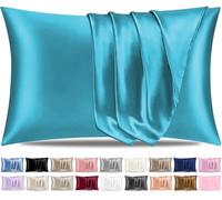 Pamposh Satin Silk Pillowcases For Hair And Skin 2 Pack Standard Size with Envelope Closure (Teal, 2 Pcs Pillowcases (50 x 75 cm))