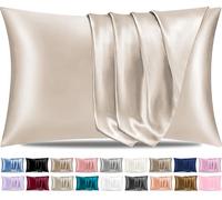 Pamposh Satin Silk Pillowcases For Hair And Skin 4 Pack Standard Size with Envelope Closure (Beige, 4 Pcs Pillowcases (50 x 75 cm))