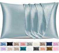 Pamposh Satin Silk Pillowcases For Hair And Skin 4 Pack Standard Size with Envelope Closure (Blue Gray, 4 Pcs Pillowcases (50 x 75 cm))