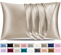 Pamposh Satin Silk Pillowcases For Hair And Skin 4 Pack Standard Size with Envelope Closure (Taupe, 4 Pcs Pillowcases (50 x 75 cm))