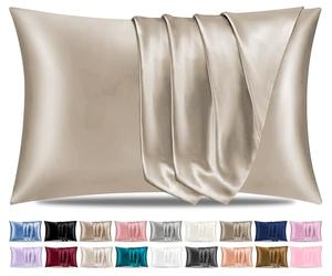 Pamposh Satin Silk Pillowcases For Hair And Skin 4 Pack Standard Size with Envelope Closure (Taupe, 4 Pcs Pillowcases (50 x 75 cm))
