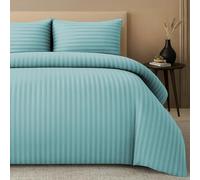 Pamposh Satin Stripe Double Duvet Set Pack Of 4 - Hotel Quality Duvet Cover | Premium Microfiber Fabric, Wrinkle Resistant, Double (200 x 200 cm), Zipper Closure, Machine Washable, Long-Lasting Quality