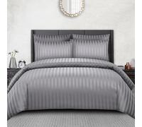 Pamposh Satin Stripe Double Duvet Set - Premium Hotel Quality Quilt Cover Bedding Sets - Hypoallergenic Ultra Soft Microfiber Bed Linen