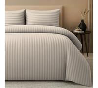 Pamposh Satin Stripe Single Duvet Cover Set Pack Of 4 - Premium Quallity | Hypoallergenic, Reversible, Zipper Closure, High Quality Fabric, Single (90 × 190 cm), OEKO-TEX Certified, Machine Washable