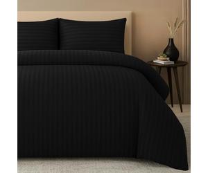 Pamposh Satin Stripe Super King Duvet Set Pack of 4 - Premium Hotel Quality Quilt Cover Bedding Sets - Hypoallergenic Ultra Soft Microfiber Bed Linen