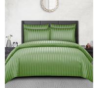 Pamposh Satin Stripe Super King Duvet Set - Premium Hotel Quality Quilt Cover Bedding Sets - Hypoallergenic Ultra Soft Microfiber Bed Linen
