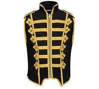 Pamposh Women Steampunk Hussar Military Drummer Sleeveless Parade Jackets - Emo Punk Women Vests - Napoleon Gothic Clothing
