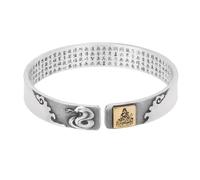 PAMTIER 12 Chinese Zodiac Sign Bracelets for Men Women Adjustable Open Stainless Steel Silver Vintage Personalized Punk Buddha Horse Tiger Rat Dragon Jewelry, Metal, metal