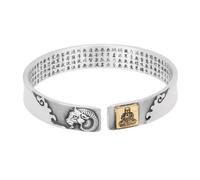 PAMTIER 12 Chinese Zodiac Sign Bracelets for Men Women Adjustable Open Stainless Steel Silver Vintage Personalised Punk Buddha Horse Tiger Rat Dragon Jewellery Goat