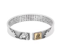 PAMTIER 12 Chinese Zodiac Sign Bracelets for Men Women Adjustable Open Stainless Steel Silver Vintage Personalised Punk Buddha Horse Tiger Rat Dragon Jewellery Horse