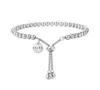 PAMTIER Angel Number 11 11 Bracelets for Women Lucky Adjustable Stainless Steel Bead Chain Silver Gold Plated Personalised Dainty Elegant Jewellery Silver 11 11