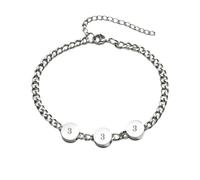 PAMTIER Angel Number Bracelets for Men Cuban Link Adjustable Movable Disc Stainless Steel Simple Silver Lucky 111 222 333 444 555 666 777 888 999 Spirit Jewellery White 333