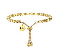 PAMTIER Angel Number Bracelets for Women Lucky 111 222 333 444 555 666 777 888 999 Adjustable Stainless Steel Bead Chain Silver Gold Plated Jewellery Gold 444
