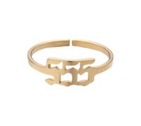 PAMTIER Angel Number Rings for Men Women Open Stainless Steel Gold-555
