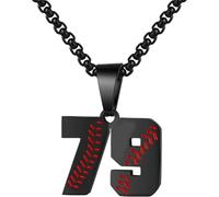 PAMTIER Baseball Jersey Number Necklace for Men Stainless Steel 00-99 Pendant Athletes Chain Personalised Statement Simple Women's Jewellery Black Number 79
