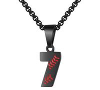 PAMTIER Baseball Jersey Number Necklace for Men Stainless Steel 00-99 Pendant Athletes Chain Personalised Statement Simple Women's Jewellery Black Number 7