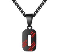PAMTIER Baseball Jersey Number Necklace for Men Stainless Steel 00-99 Pendant Athletes Chain Personalised Statement Simple Women's Jewellery Black Number 0