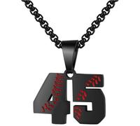 PAMTIER Baseball Jersey Number Necklace for Men Stainless Steel 00-99 Pendant Athletes Chain Personalised Statement Simple Women's Jewellery Black Number 45