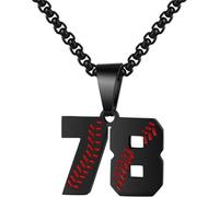 PAMTIER Baseball Jersey Number Necklace for Men Stainless Steel 00-99 Pendant Athletes Chain Personalised Statement Simple Women's Jewellery Black Number 78