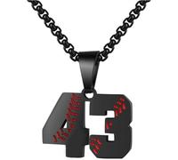 PAMTIER Baseball Jersey Number Necklace for Men Stainless Steel 00-99 Pendant Athletes Chain Personalised Statement Simple Women's Jewellery Black Number 43