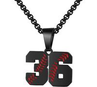 PAMTIER Baseball Jersey Number Necklace for Men Stainless Steel 00-99 Pendant Athletes Chain Personalised Statement Simple Women's Jewellery Black Number 36
