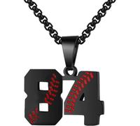 PAMTIER Baseball Jersey Number Necklace for Men Stainless Steel 00-99 Pendant Athletes Chain Personalised Statement Simple Women's Jewellery Black Number 84