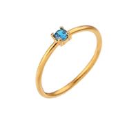 PAMTIER Birthstone Rings for Women Stackable Finger Gemstone Gold Plated Cubic Zirconia Circle Colourful Thin Dainty Simple Wedding Engagement Jewellery Deep Blue Size P 1/2