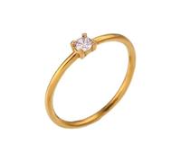 PAMTIER Birthstone Rings for Women Stackable Finger Gemstone Gold Plated Cubic Zirconia Circle Colourful Thin Dainty Simple Wedding Engagement Jewellery Light Blue Size S