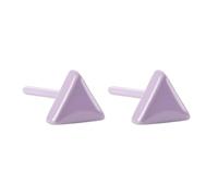 PAMTIER Ceramic Stud Earrings for Women Men Colorful Lightweight Multicolor Geometric Small Ball Square Round Triangle Porcelain Stainless Steel Jewelry Triangle-Purple
