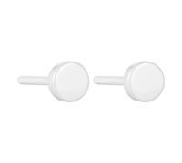 PAMTIER Ceramic Stud Earrings for Women Men Colorful Lightweight Multicolor Geometric Small Ball Square Round Triangle Porcelain Stainless Steel Jewelry Circle-White