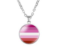 PAMTIER Colorful Pendant Necklace for Women Stainless Steel Friendship Gay Pride Accessories LGBT Circle Rainbow Jewelry Type 6