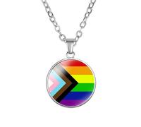 PAMTIER Colorful Pendant Necklace for Women Stainless Steel Friendship Gay Pride Accessories LGBT Circle Rainbow Jewelry Type 11
