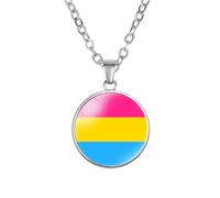 PAMTIER Colorful Pendant Necklace for Women Stainless Steel Friendship Gay Pride Accessories LGBT Circle Rainbow Jewelry Type 12