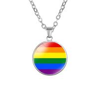 PAMTIER Colorful Pendant Necklace for Women Stainless Steel Friendship Gay Pride Accessories LGBT Circle Rainbow Jewelry Type 1
