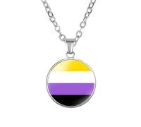 PAMTIER Colorful Pendant Necklace for Women Stainless Steel Friendship Gay Pride Accessories LGBT Circle Rainbow Jewelry Type 10