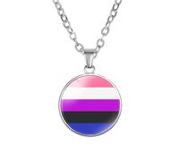 PAMTIER Colorful Pendant Necklace for Women Stainless Steel Friendship Gay Pride Accessories LGBT Circle Rainbow Jewelry Type 4