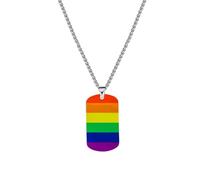 PAMTIER Colorful Pendant Necklace for Women Stainless Steel Friendship Gay Pride Accessories LGBT Square Rainbow Jewelry Type 6
