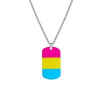PAMTIER Colorful Pendant Necklace for Women Stainless Steel Friendship Gay Pride Accessories LGBT Square Rainbow Jewelry Type 1