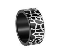 PAMTIER Crack Rings for Men Stainless Steel Retro Silver Black Wide 10MM Statement Personalised Unique Vintage Cool Punk Biker Jewellery Black Size N 1/2