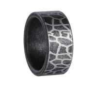 PAMTIER Crack Rings for Men Stainless Steel Retro Silver Black Wide 10MM Statement Personalised Unique Vintage Cool Punk Biker Jewellery Retro Size S