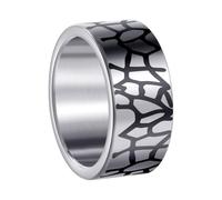 PAMTIER Crack Rings for Men Stainless Steel Retro Silver Black Wide 10MM Statement Personalised Unique Vintage Cool Punk Biker Jewellery Silver Size Y