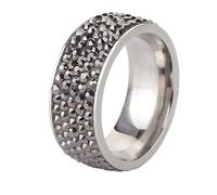 PAMTIER Cubic Zirconia Rings For Women Men Couples Bands Wide Colorful Stainless Steel Eternity Wedding Personalized Simple Dainty Elegance Jewelry Gray Size L 1/2