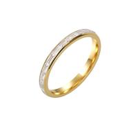 PAMTIER Cubic Zirconia Rings for Women Stainless Steel 2mm Stacking Gold Plated Colourful Personalised Vintage Simple Band Dainty Elegance CZ Jewellery White Size L 1/2